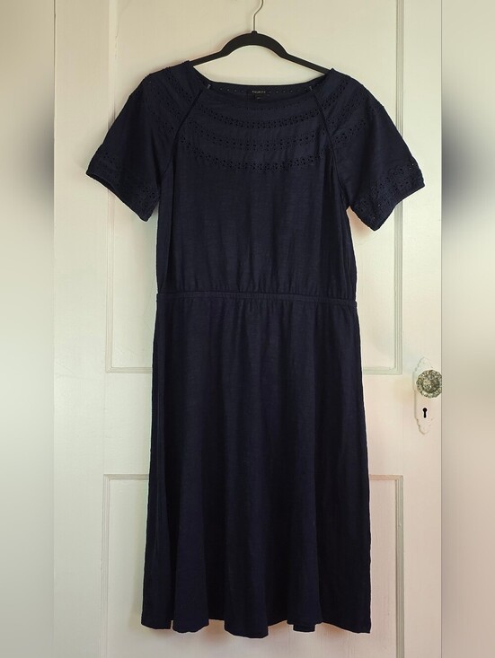 Talbots Dresses & Skirts - Talbots Navy Eyelet Trim Knit Cottagecore Dress M